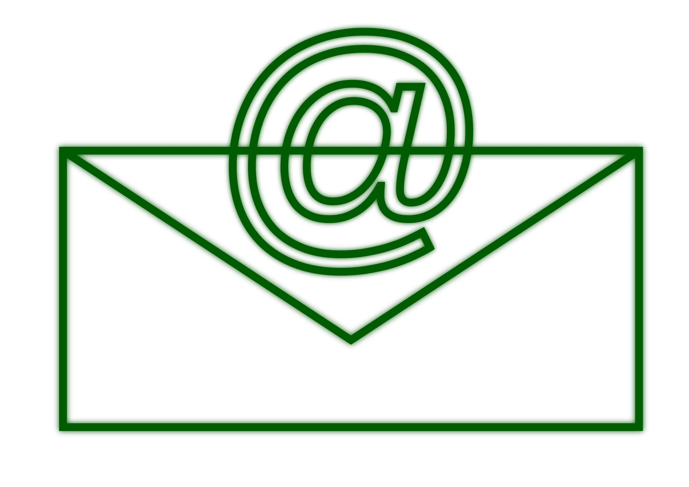 Envelope Icon with Green @ Symbol