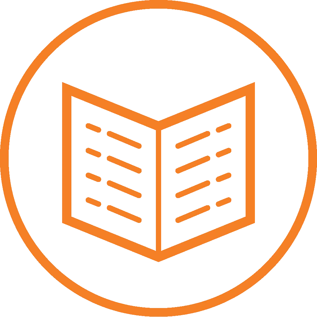 Orange Open Book Symbol for Learning