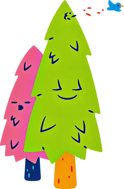 Colorful Illustration of Smiling Trees