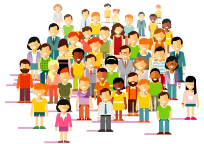 Illustration of a Colorful Crowd of People