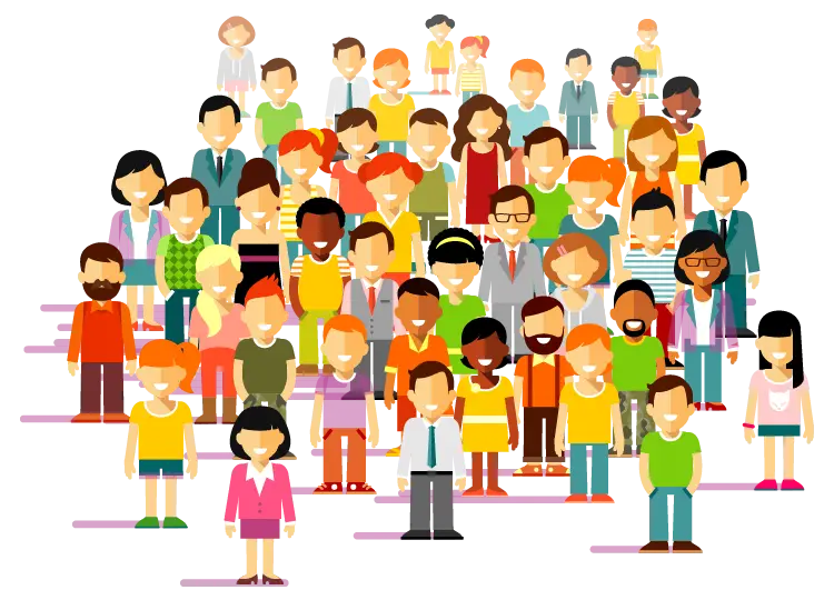Illustration of a Colorful Crowd of People