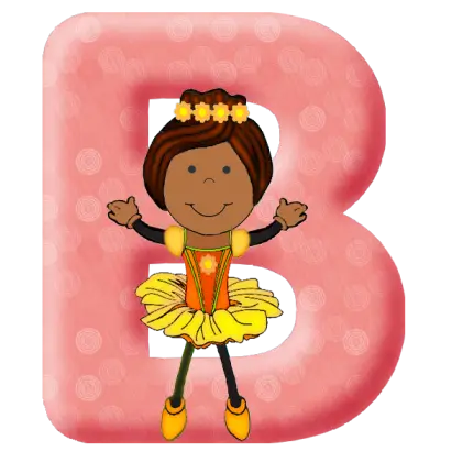 Letter B with Cartoon Girl for Kids Education