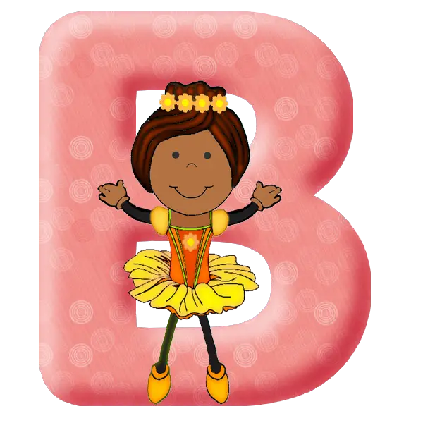 Letter B with Cartoon Girl for Kids Education