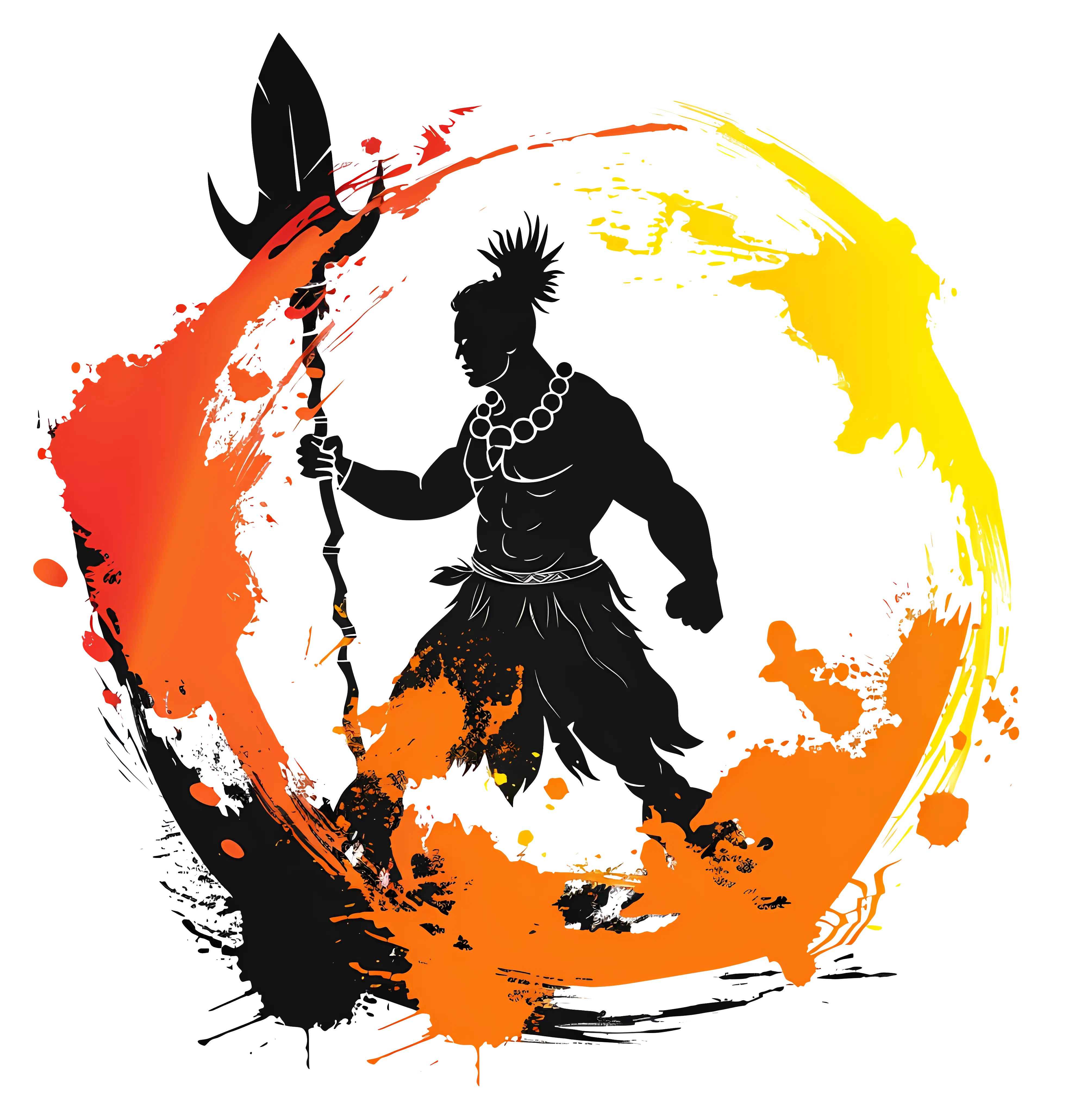 Warrior Silhouette with Colorful Background