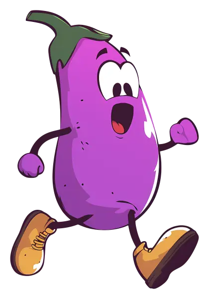 Running Eggplant Cartoon Character