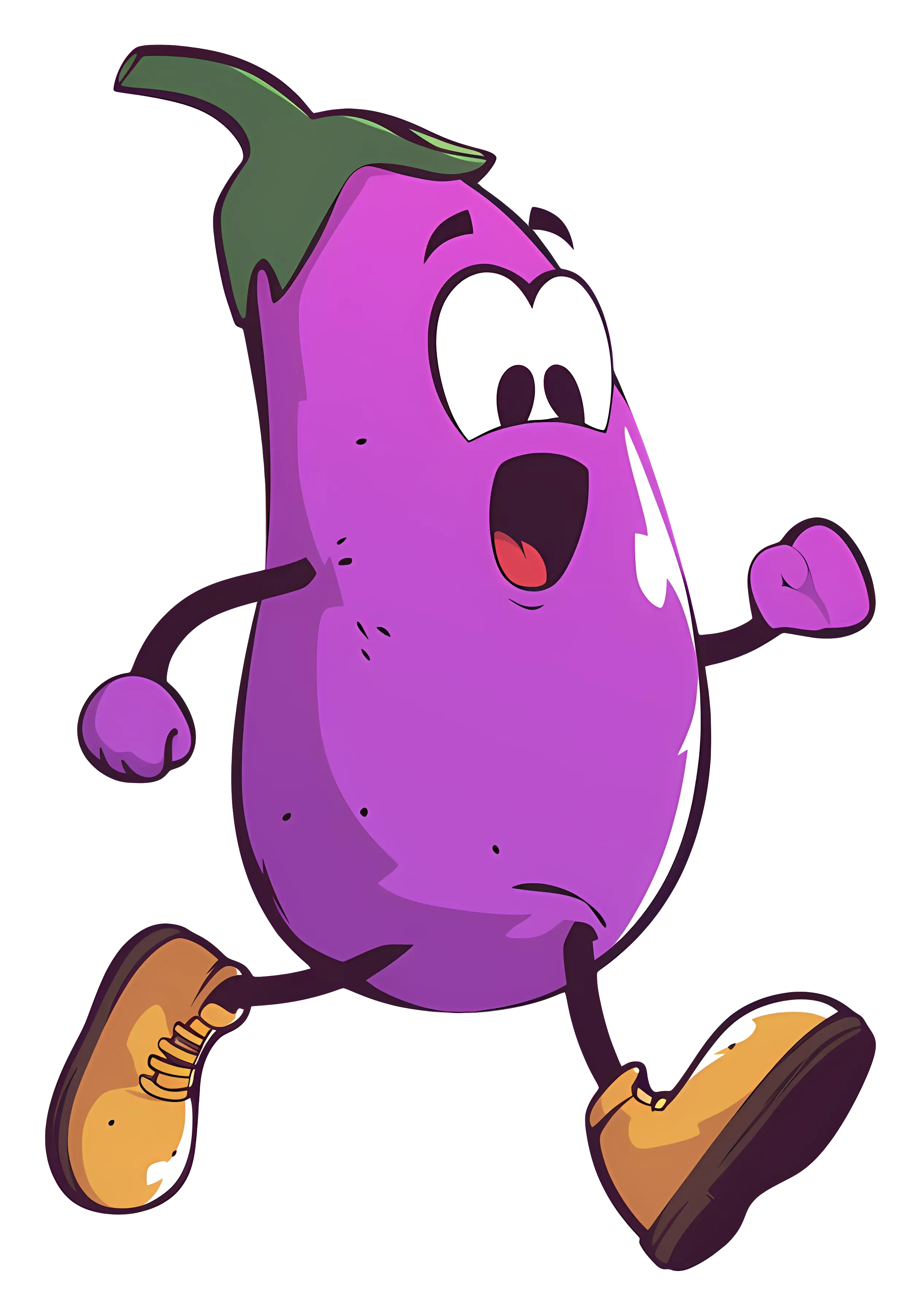 Running Eggplant Cartoon Character