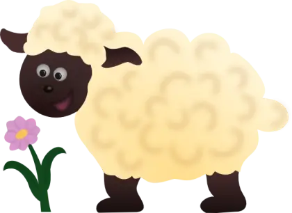 Cute Cartoon Sheep with Flower