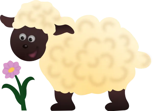 Cute Cartoon Sheep with Flower