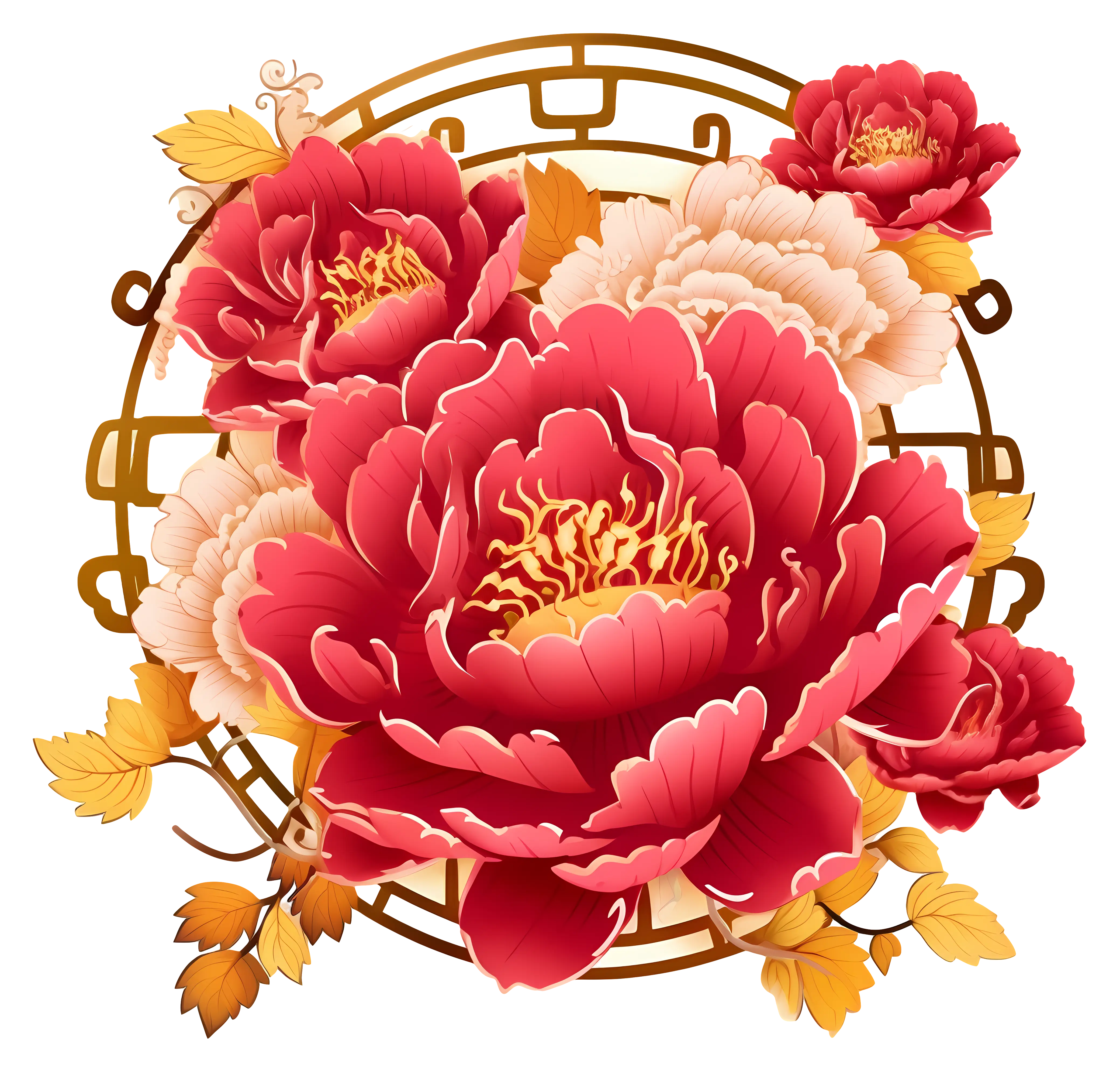 Elegant Red Peony Flower Art