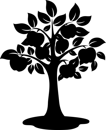 Silhouette of Fruit Tree Illustration
