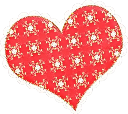 Red Heart Illustration with Decorative Lace Pattern