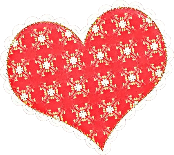 Red Heart Illustration with Decorative Lace Pattern