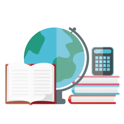 Educational Tools with Globe and Books