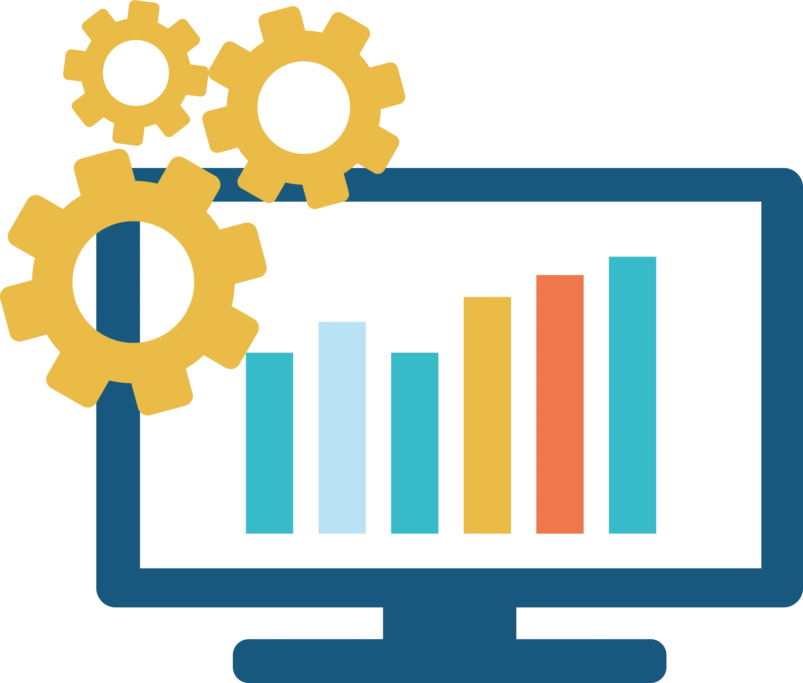 Data Analysis Bar Chart on Monitor
