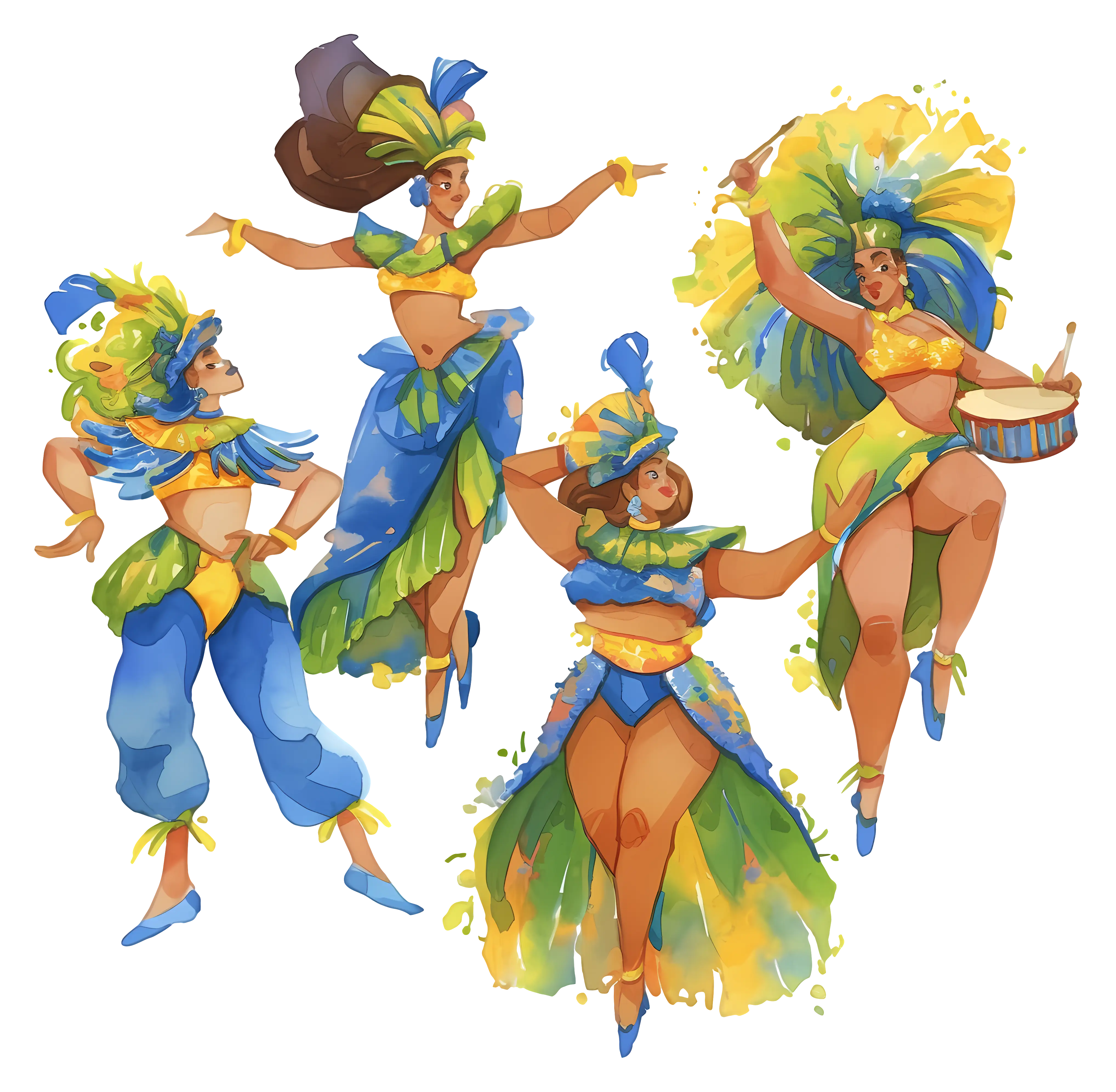Energetic Carnival Dancers in Motion