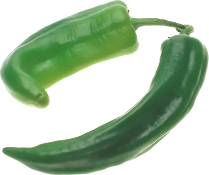Green Chili Peppers on a Transparent Background