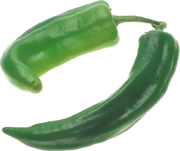 Green Chili Peppers on a Transparent Background