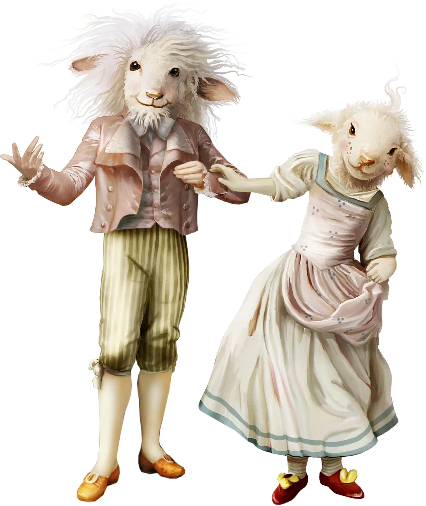 Anthropomorphic Sheep Couple in Clothes