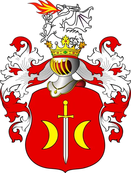 Stylized Coat of Arms with Sword and Crown