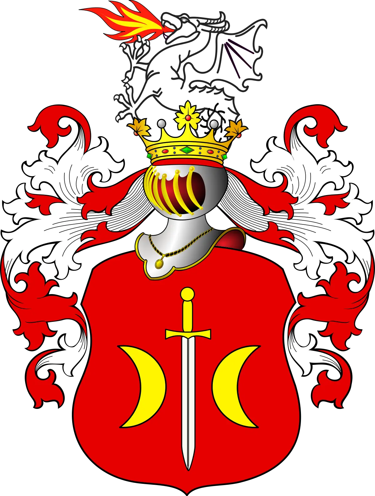 Stylized Coat of Arms with Sword and Crown
