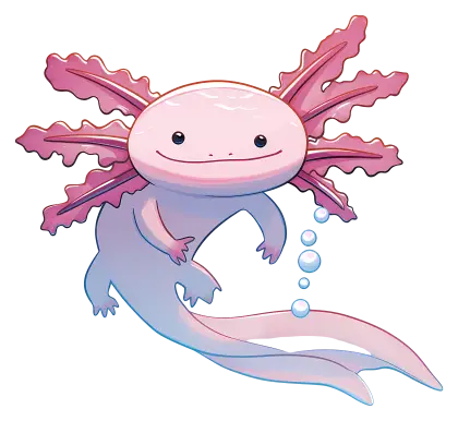 Cheerful Axolotl with Bubbles