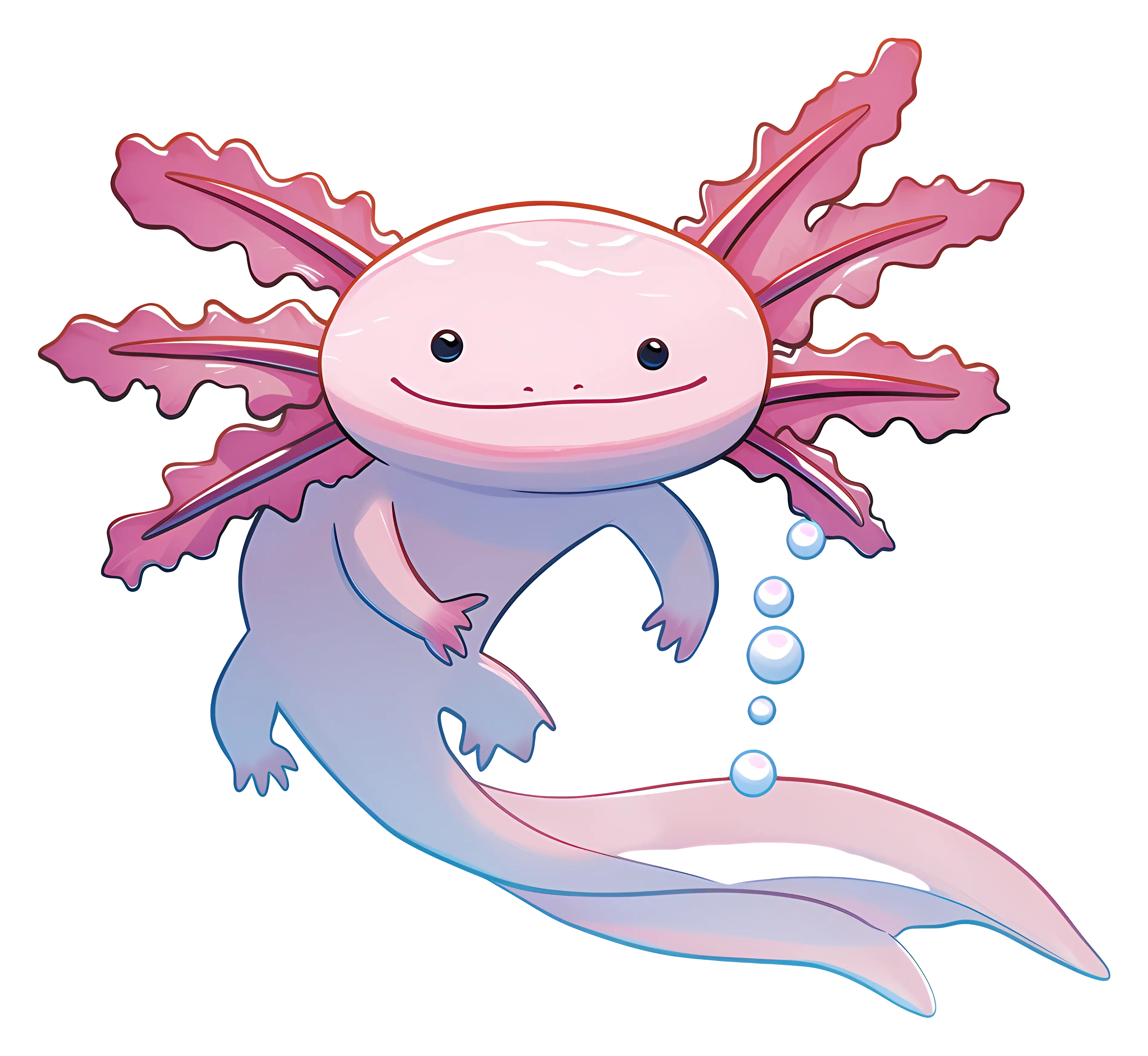 Cheerful Axolotl with Bubbles