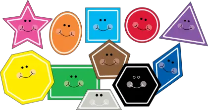 Colorful Cartoon Shapes with Happy Faces