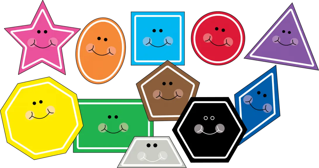 Colorful Cartoon Shapes with Happy Faces