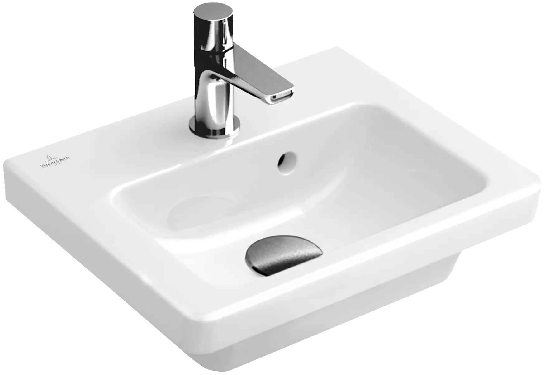 Modern White Sink with Chrome Faucet