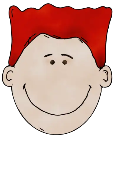 Smiling Cartoon Face with Red Hair