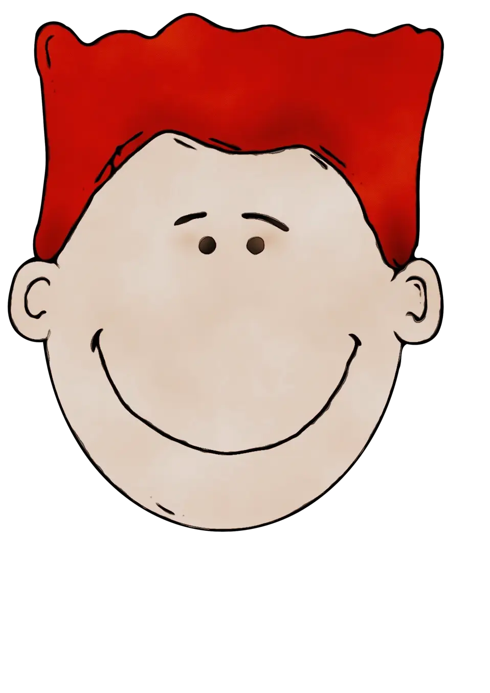 Smiling Cartoon Face with Red Hair