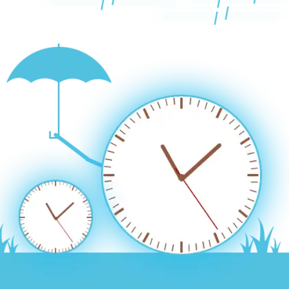 Clock with Umbrella Illustration