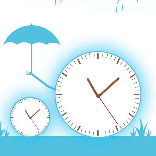 Clock with Umbrella Illustration