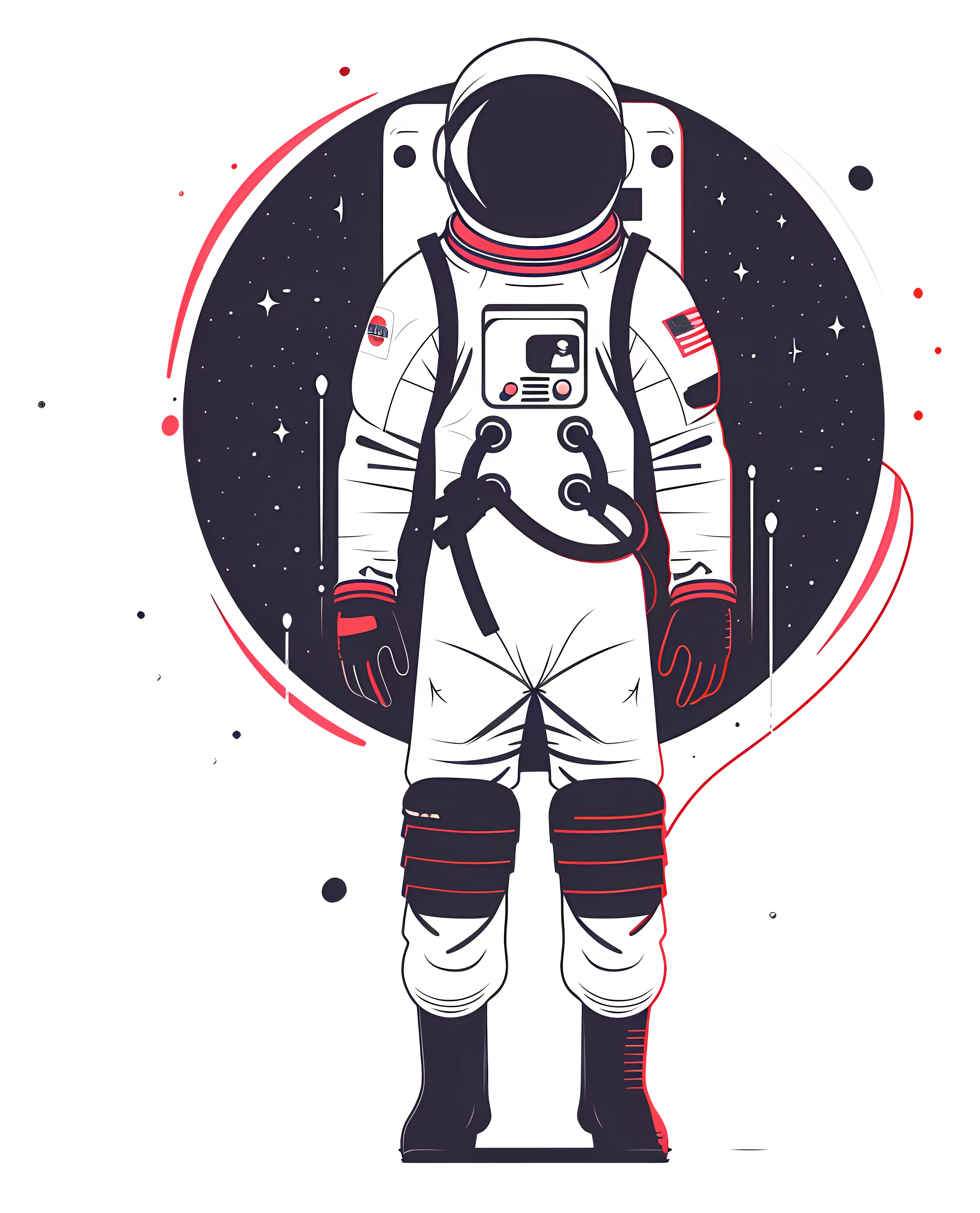 Astronaut Illustration with Starry Cosmos Background