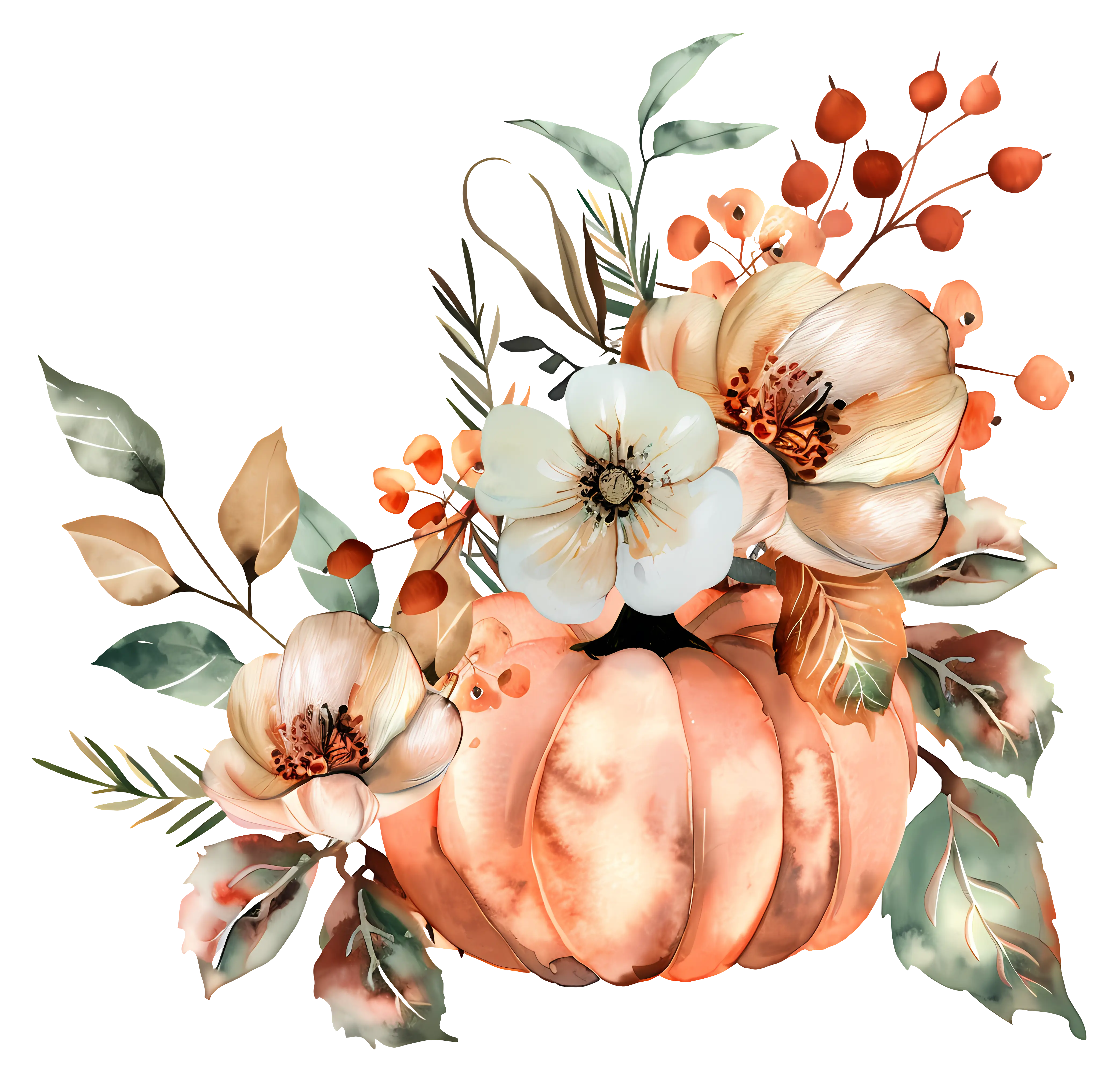 Pumpkin and Floral Autumn Arrangement