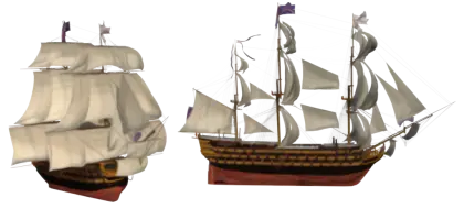 Two Vintage Sailing Ships Illustration