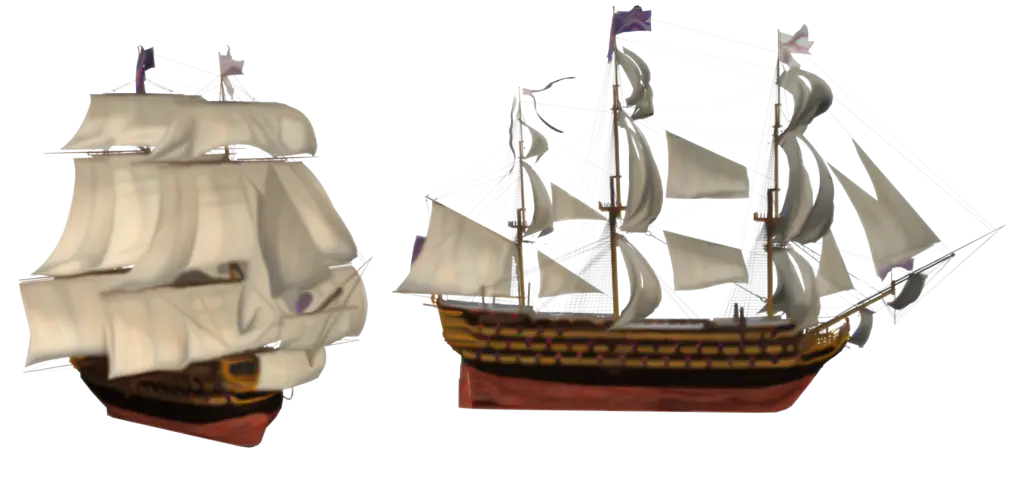 Two Vintage Sailing Ships Illustration