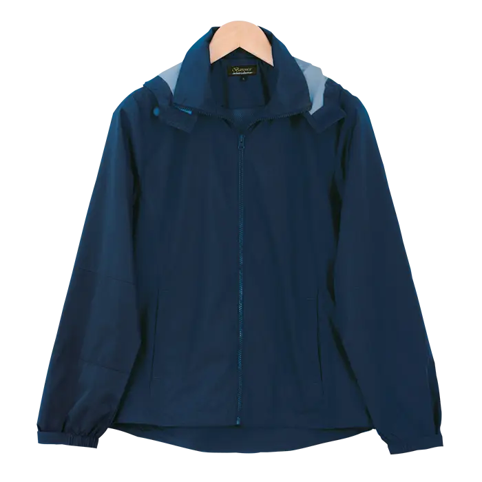 Blue Jacket Hung on a Wooden Hanger