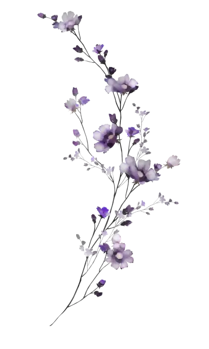 Branch with Purple Flowers