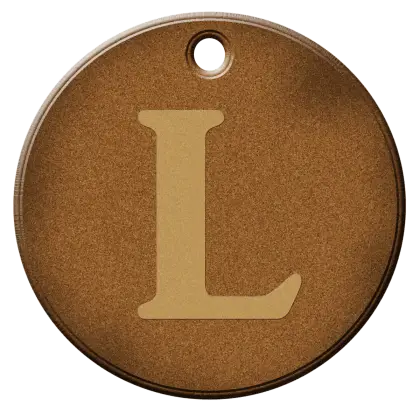 Bronze Circle Tag with Letter L