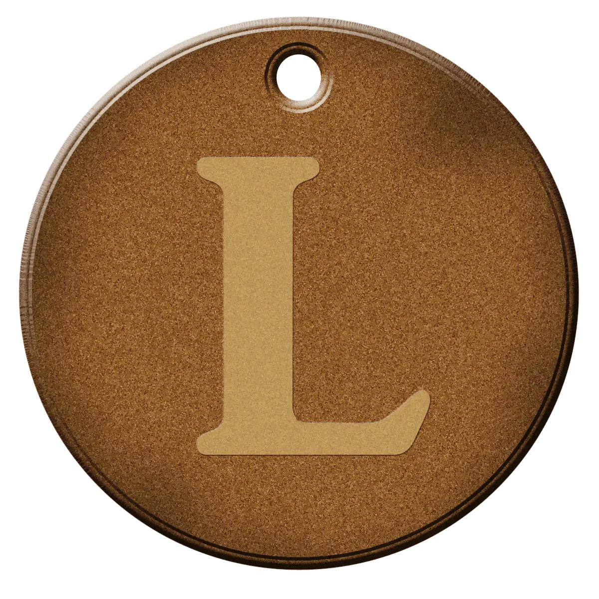 Bronze Circle Tag with Letter L