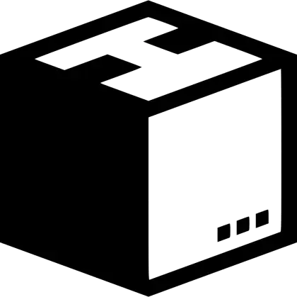 Black Cube Icon with Geometric Design