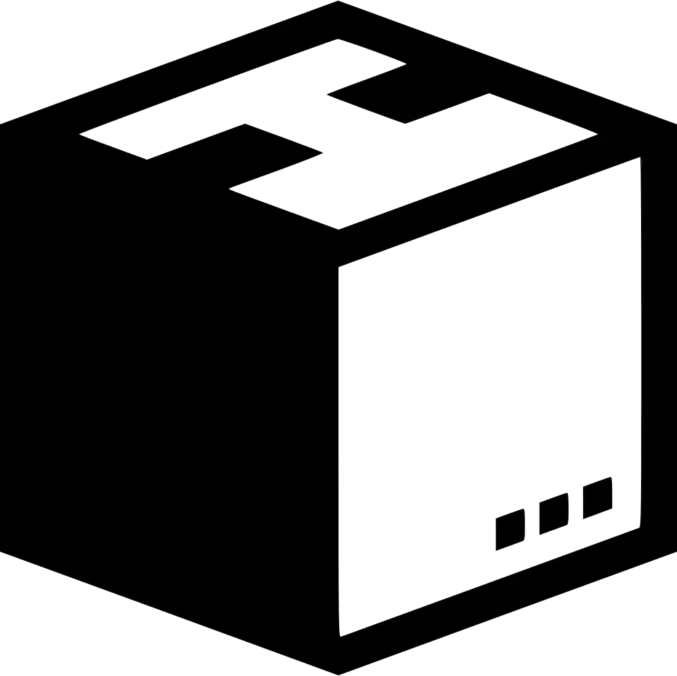 Black Cube Icon with Geometric Design