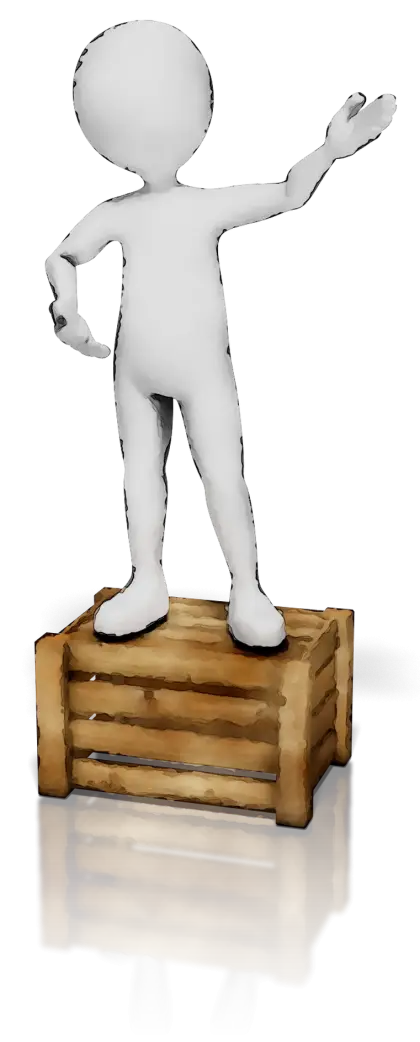 Cartoon Figure Standing on Crate