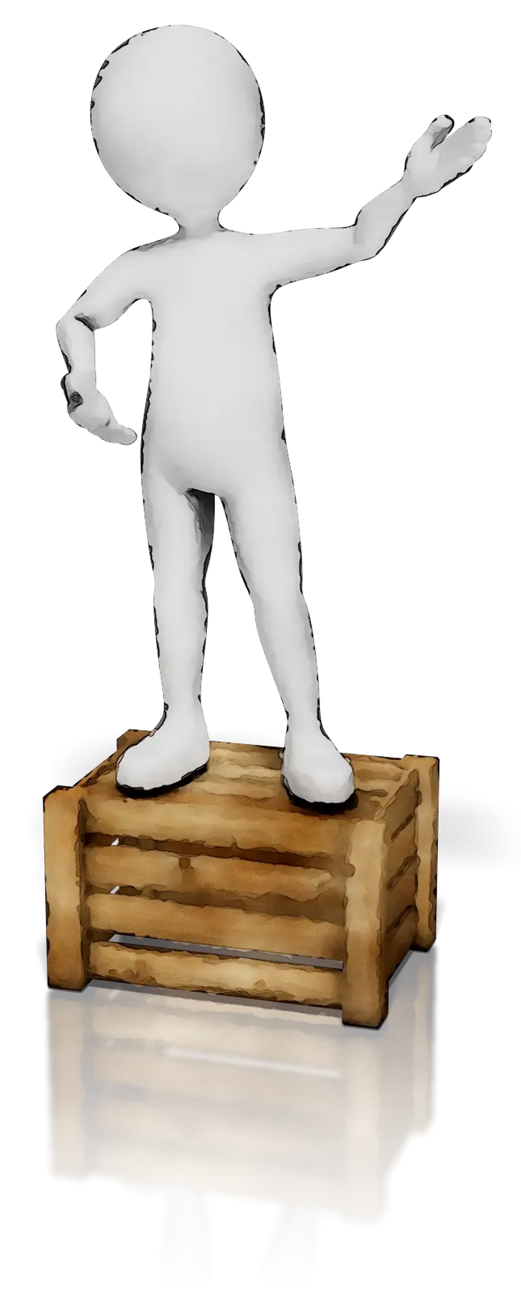 Cartoon Figure Standing on Crate