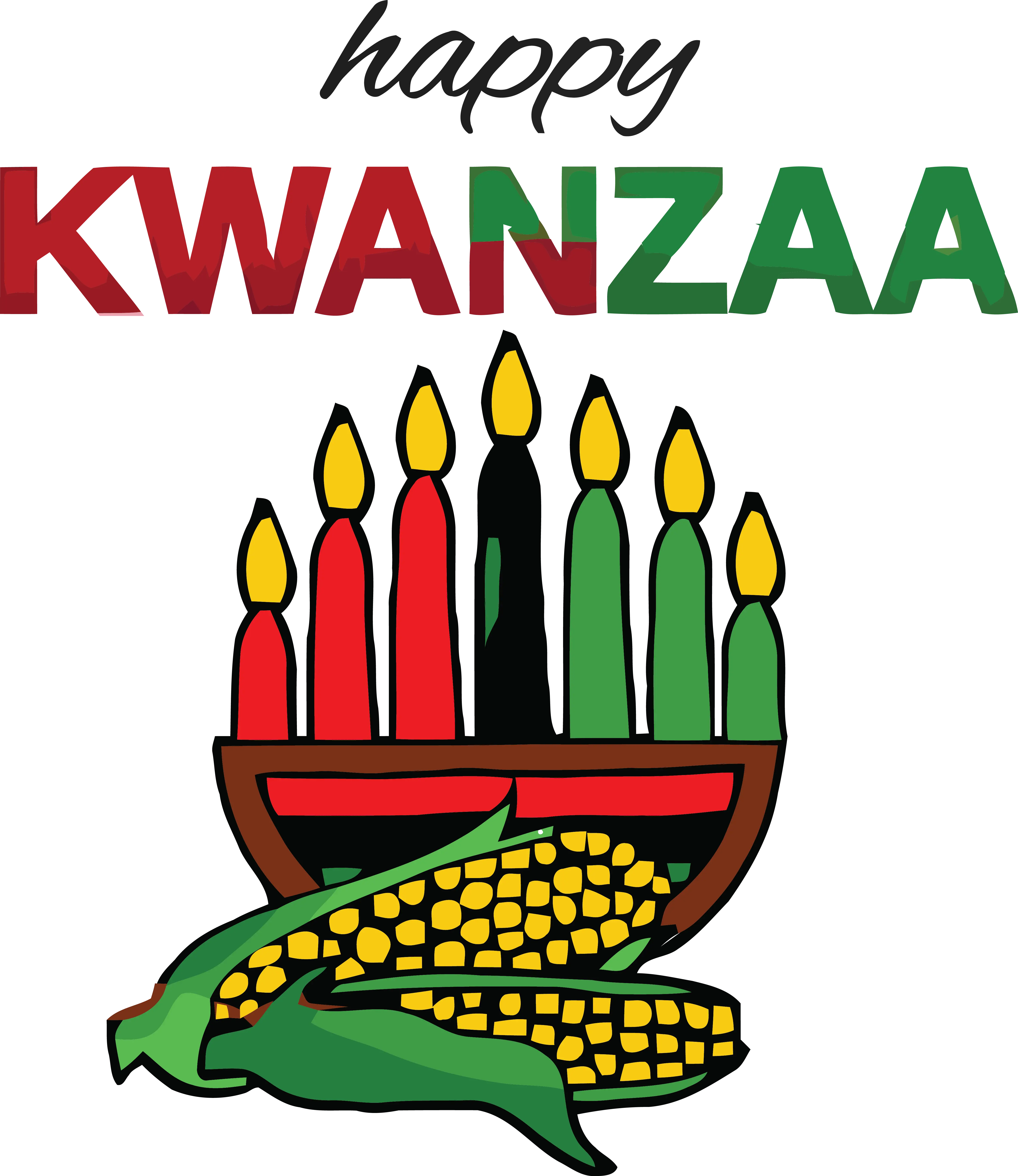 Kwanzaa Candles with Corn Illustration