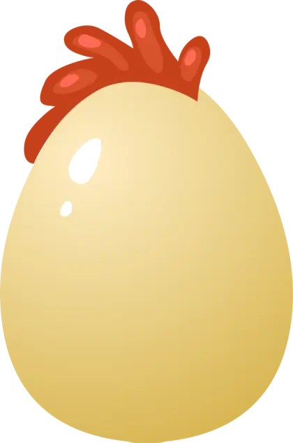 Cartoon Egg with Red Comb Design