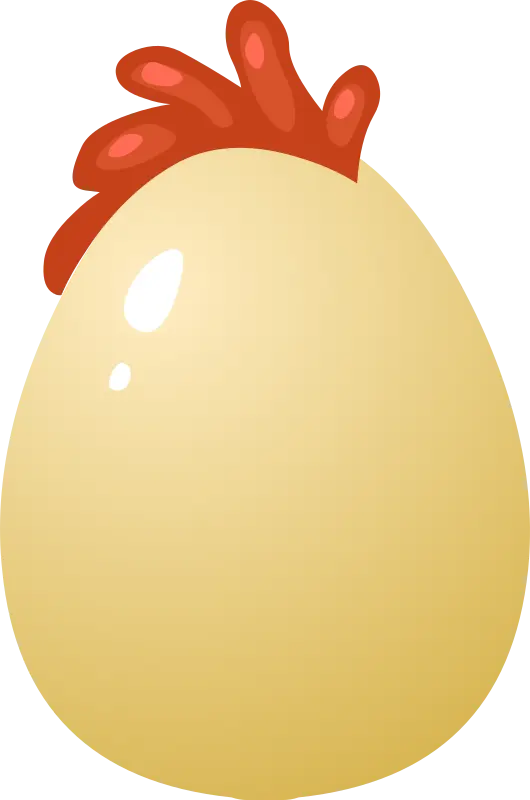 Cartoon Egg with Red Comb Design