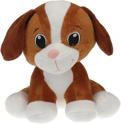 Brown and White Stuffed Dog Toy