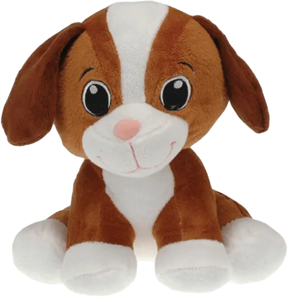 Brown and White Stuffed Dog Toy
